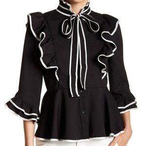 Gracia Ruffled Mock Neck Blouse